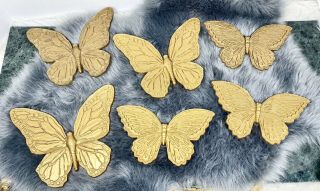 Vintage Gold Butterflies Wall Hangings Homco Plastic Resin 1967 Boho Girl Decor
