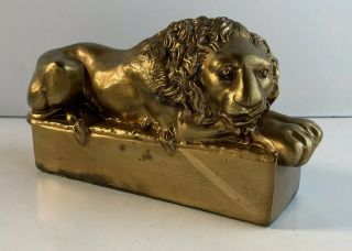 Single Vintage Antonio Canova 1757 - 1822 Heavy Brass Or Bronze Lion Bookend