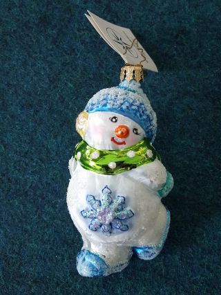 Christopher Radko Rare Snow Flirts Ice Skating Frosty Snowman Christmas Ornament
