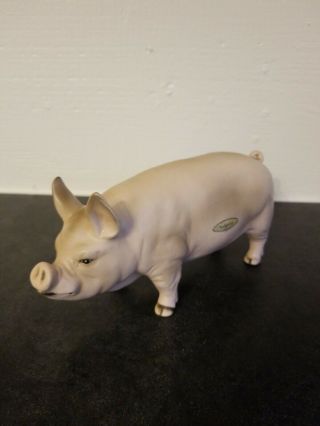 Vtg Lefton Japan Ceramic Female Pig Sow Figurine H453 Pale Pink Yorkshire
