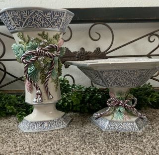 Fitz & Floyd Crystal Winter Vase & Centerpiece