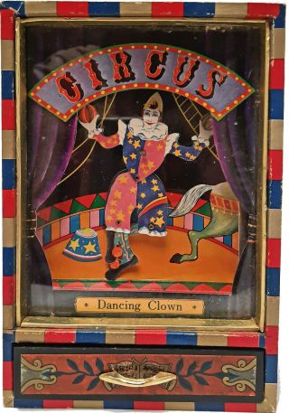 Vintage Circus Dancing Clown Toy Music Box Pierrot De Pierre Koji Murai C.  1977
