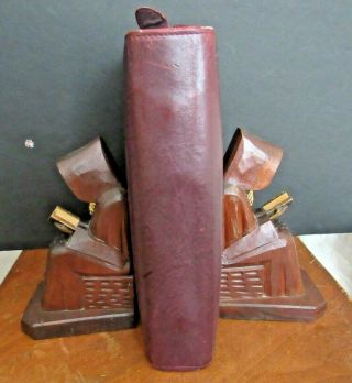 Wooden Monk Bookends