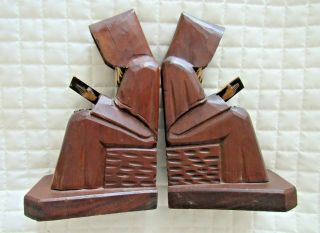 Wooden Monk Bookends 2