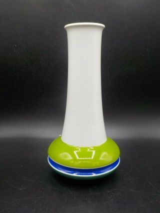 Vtg Mid Century Rosenthal Germany 9 " Color Block Porcelain Vase Striking &simple