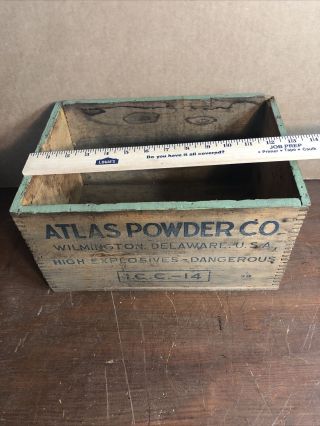 Vintage Atlas Powder Co High Explosives Wooden Box Mining Advertising