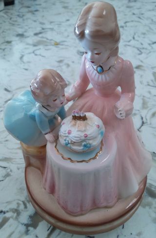 Birthday Cake Vintage Josef Originals Japan Music Box Mother And Daughter