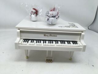 White Grand Player Piano Music Box - Christmas Music - Holiday Decor