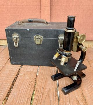 Antique Vintage Spencer Model 18 Monocular Microscope,  Case,  Accessories 99742