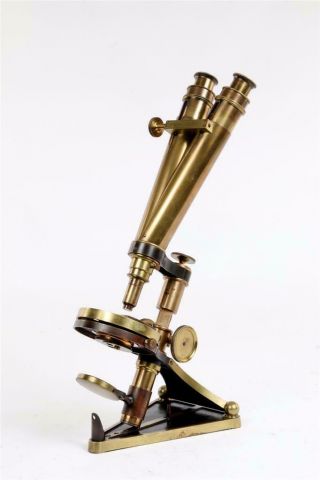 Vintage C1870 " R & J Beck  7037 " Brass Binocular Microscope 1370