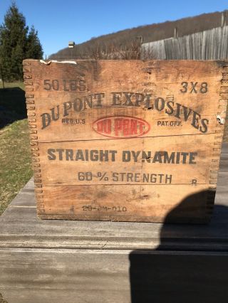 Dupont Dynamite Explosives Wood Box 50lbs Straight Dynamite 3x8 60 Strength