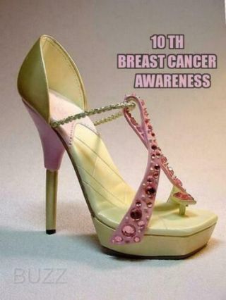 Just The Right Shoe Pink Ribbon Miracle Breast - Cancer Awareness W Tag