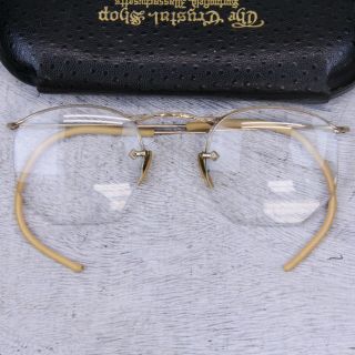 Vintage American Optical Eye Glasses 1/20 12k Gold Filled Art Deco Embossed Case