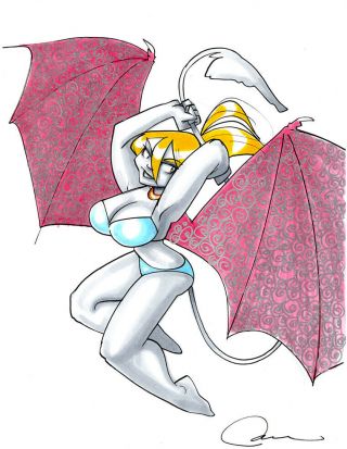 Wapsi Square Comic Artwork " Devil Gal In Blue Bikini "