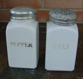 Vintage Milk Glass Range Top Salt & Pepper Shakers