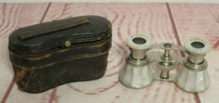 Vintage Marceau Paris Mother Of Pearl Opera Glasses With Case