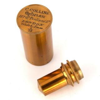 1/10inch C.  Collins Water Immersion Objective - Brass Microscope 05 2