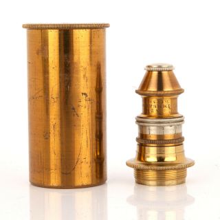 1/24inch Immersion Objective Lens By Gundlach - Brass Microscope 01