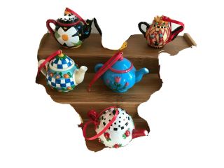 5 Htf Mary Engelbreit Miniature Teapot Tea Pot Ornaments Discontinued