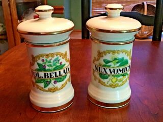 Apothecary Jars: Fol.  Bellad.  & Nux Vomica