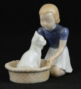 Bing & Grondahl B & G Figurine Girl & Her Cat 2249 (4 " Tall)