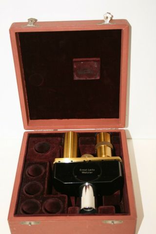 Antique Ernst Leitz Wetzlar Binocular Attachment For Microscope In Case