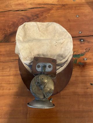 Vintage Miner’s Cap With Brass Miner’s Lamp Attached