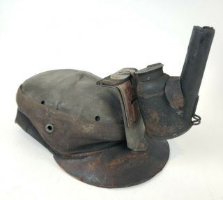 Rare Antiqie T.  R.  Jones Coal Miners Cap Hat With Oil Lamp 2