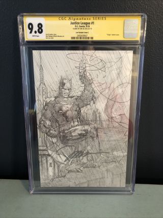 Justice League 1 Jim Lee Pencils Only Variant Cgc Ss 9.  8 Signed By Lee