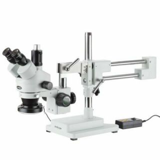 Amscope 3.  5x - 90x Trinocular Stereo Microscope With 4 - Zone 144 - Led Ring Light @