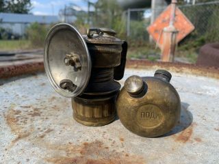 Vintage " Guys Dropper " Brass Carbide Coal Miners Lamp,  Bonus
