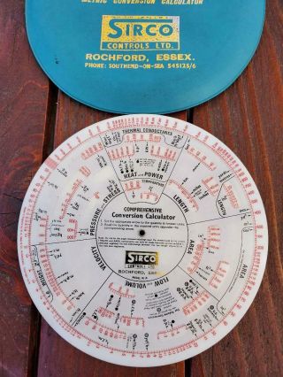 Rare Vintage Sirco Circular Slide Rule Conversion Calculator W/case Exc England