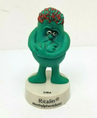 Vintage 5 " Ritalin 2 Faced Man Medical Advertising Figure Rx Drug Rep Promo Ciba
