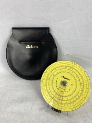 Pickett Model 109es Circular Slide Rule W/ Leather Case Vintage & Rare