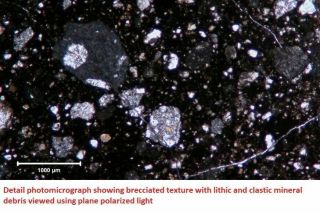 Lunar NWA 13426 - Felds.  Breccia with Poikilitic,  Basaltic and Brecciated clasts 3