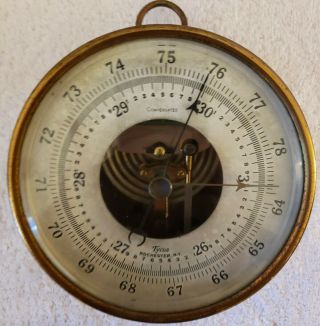Vintage Tycos Co.  Rochester Ny Brass Nautical Aneroid Wall Barometer