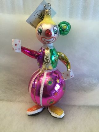 Christopher Radko Italian Colorful “shuffles” The Clown 96 - 043 - 0 Ornament