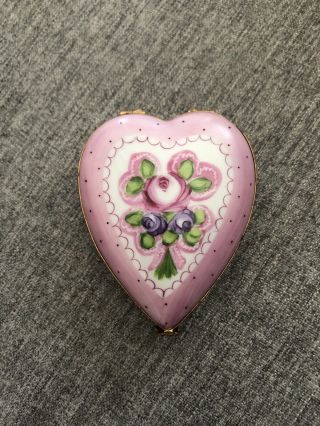 Heart Shaped Trinket Box From Limoges France With Flowers