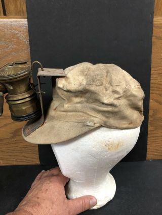 Vintage Miners Hat With Lamp 2