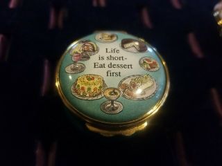 Halcyon Days Enamel Box/gumps,  Life Is To Short Eat Desert First