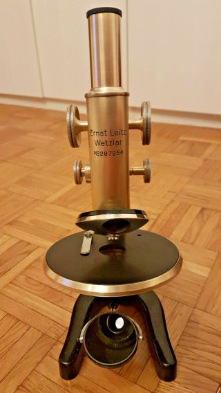 Antique Vintage Ernst Leitz Wetzlar Brass Microscope No.  287256 With Box
