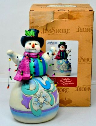 Jim Shore Snowman Figurine Enesco Heartwood Creek Light Up The Holidays Lights