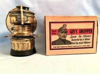 GUY ' S DROPPER Miners Carbide Lamp w/ BOX,  NOS UNUSD.  Vintage Mining Light,  coal 2