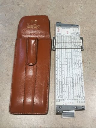 Vintage K & E Keuffel Esser Deci - Lon 5 Slide Rule 68 1130 With Leather Case.