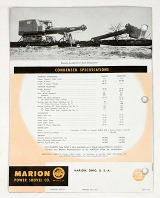 1954 MARION SHOVEL 93 - M Dragline Crane Sales Brochure 3