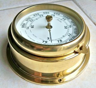 Bulkhead Barometer Boston Chelsea Clock - Usa Brass Case Ships Marine