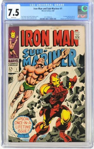 S398.  Iron Man & Sub - Mariner 1 Marvel Cgc 7.  5 Vf - (1968) Pre - Dates Iron Man 1