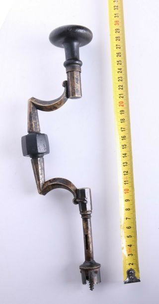 Antique Brass Ebony And Iron Medical Skull Drill 18.  C.