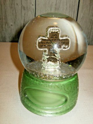 Things Remembered Rotating Cross Musical Snow Globe Grace - Blank