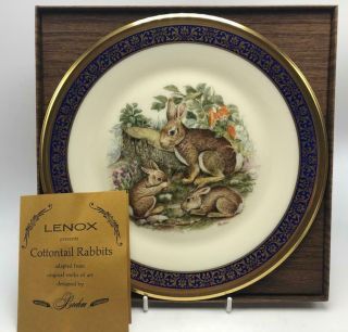 Cottontail Rabbits Woodland Wildlife By Lenox Boehm 1975 Collectible Plate Boxed